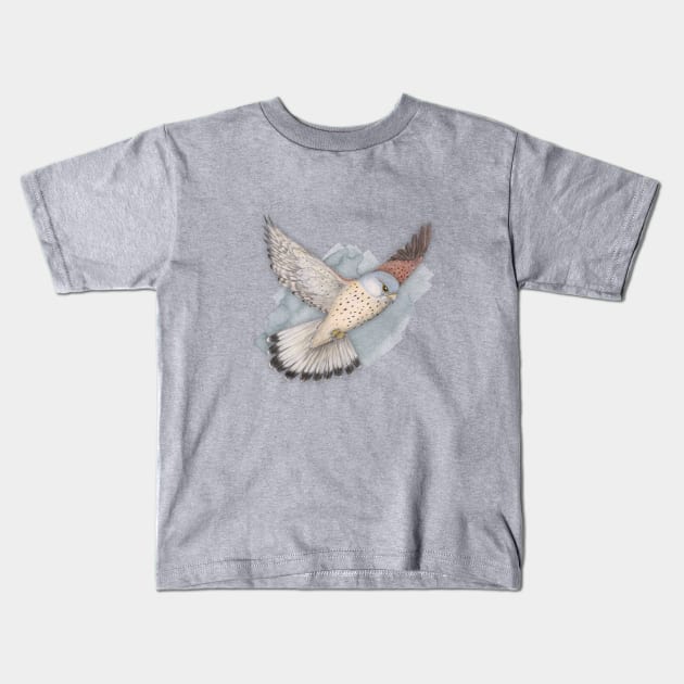 Flying Kestrel Kids T-Shirt by Bwiselizzy